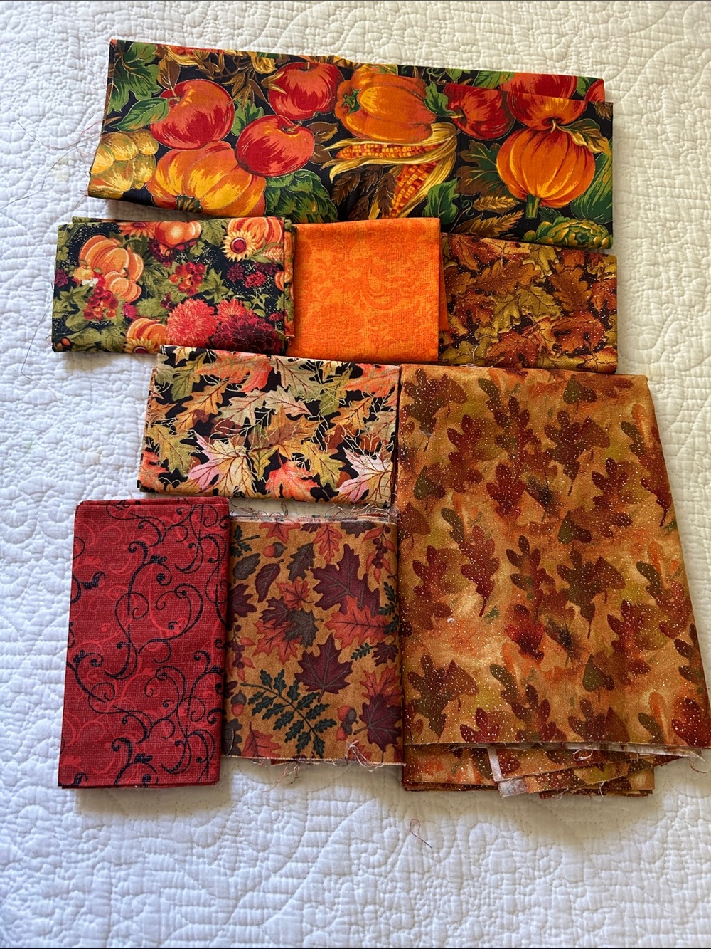 NWOT Fall colored fabric in orange, red, brown, green and black